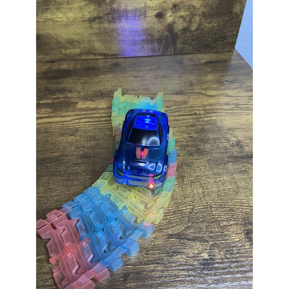 Feet of Glow in Dark Flexible Magic Tracks + Working Neon Blue Car